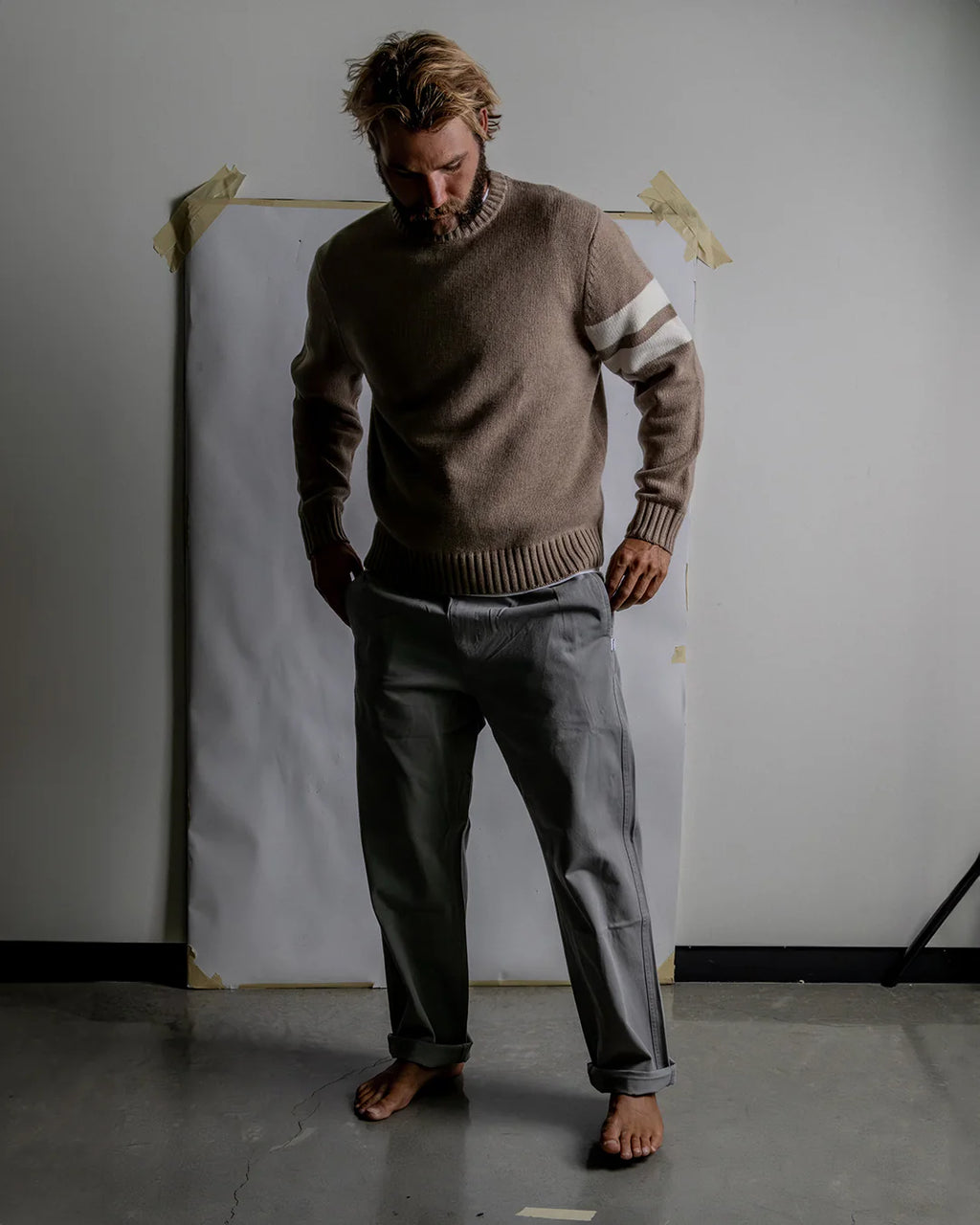 Comp Stripe Sweater - Oatmeal