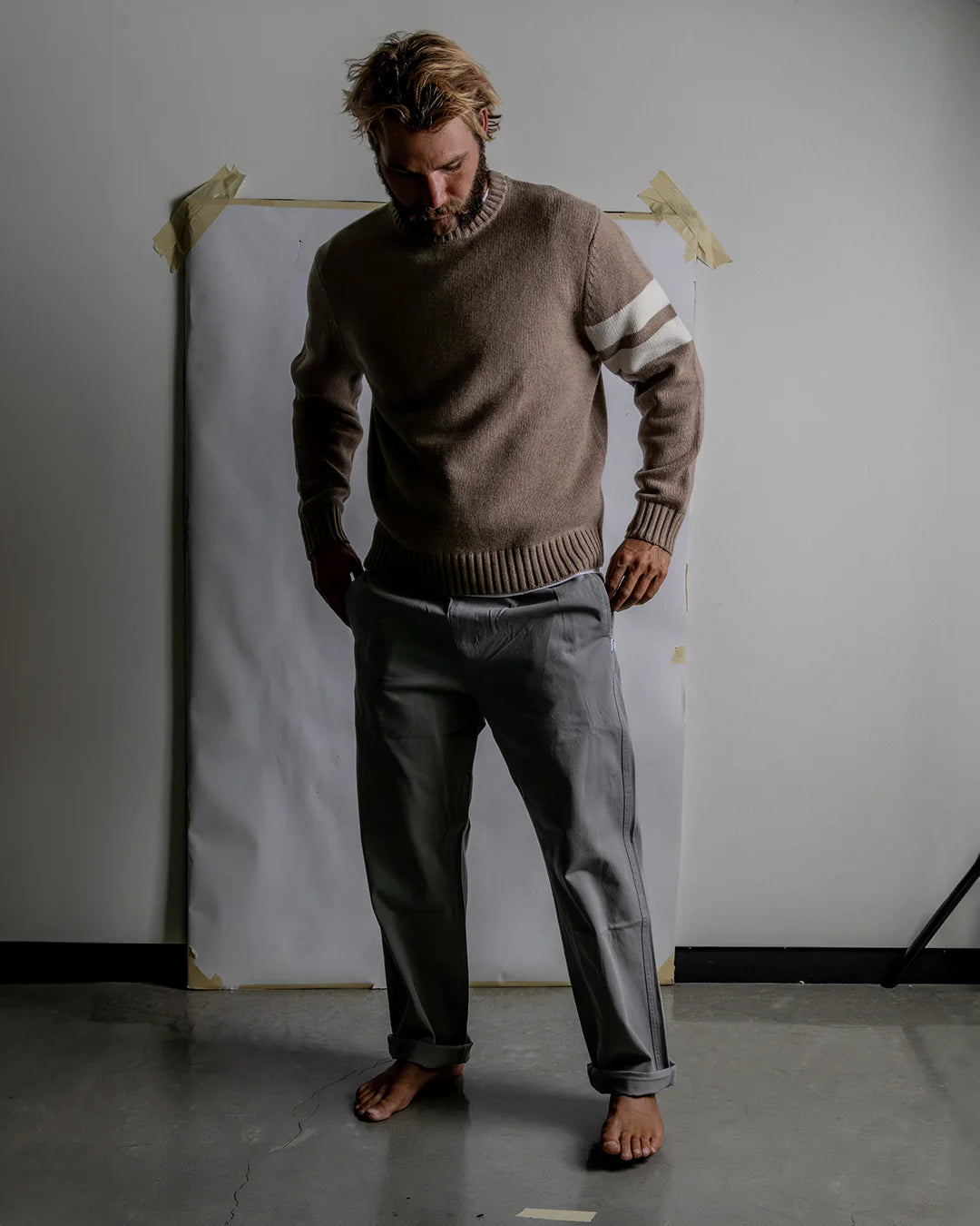 Comp Stripe Sweater - Oatmeal