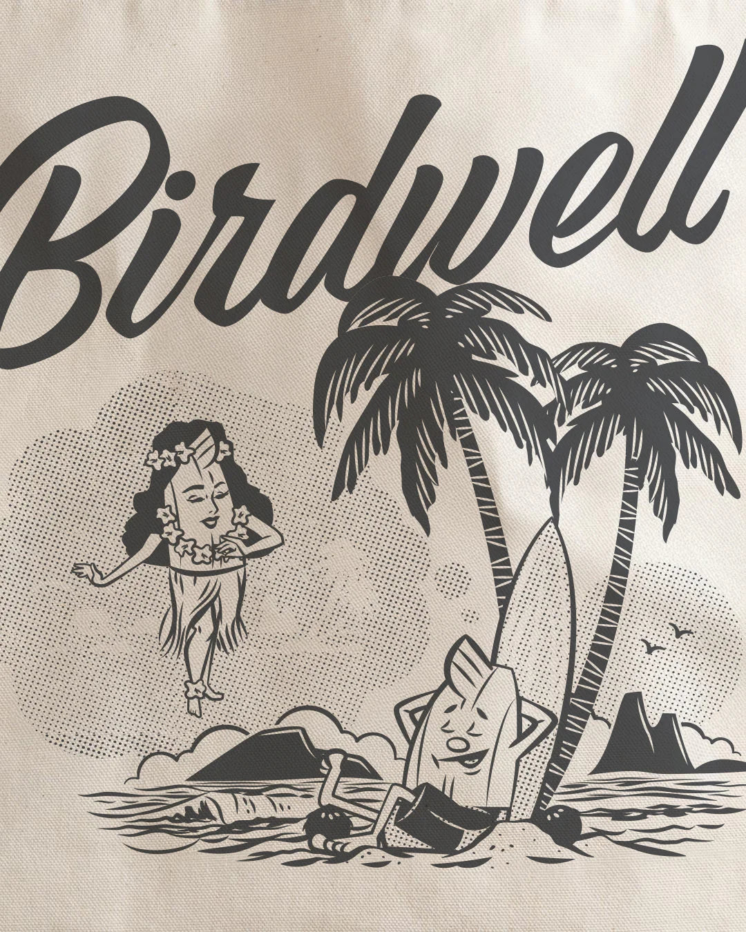 Daydreamin' Birdie Canvas Tote Bag - Bone